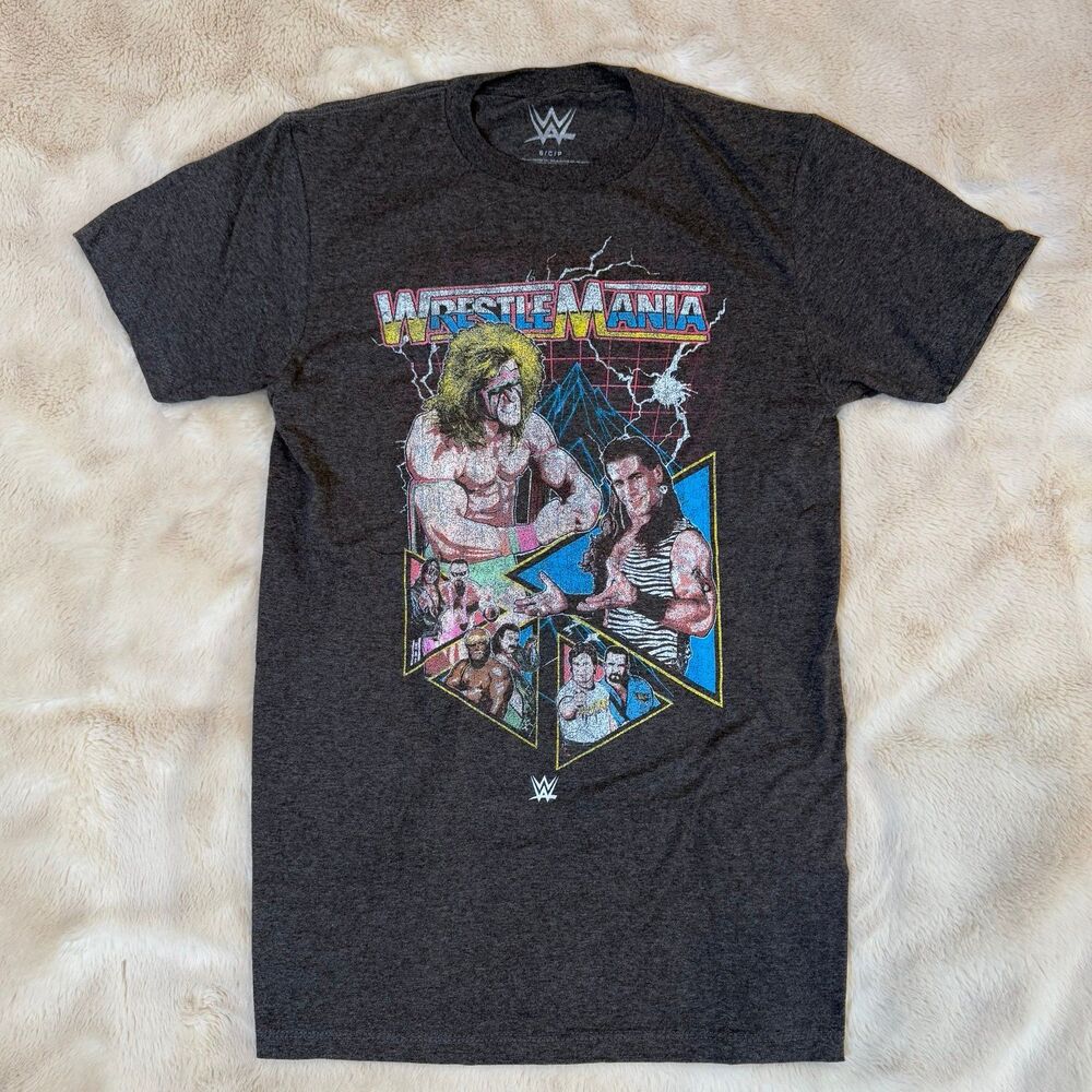 WWE WrestleMania T-Shirt Mens Small Graphic Print Ultimate Warrior WWF stars